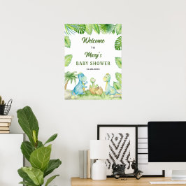 Välkommen till Dinosaur Baby Shower Poster