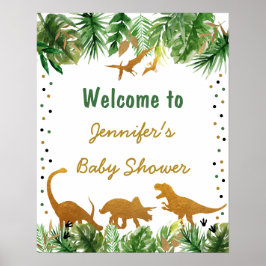 Välkommen till Dinosaur Safari Baby Shower Poster