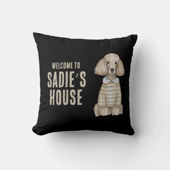Välkommen till Dog Poodle House Custom Kudde (Framsida)