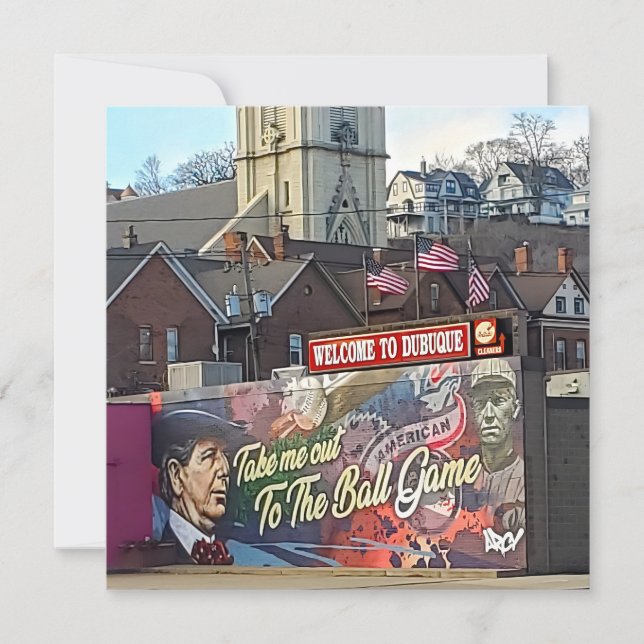 Välkommen till Dubuque, Iowa-signalen med amerikan (Framsida)