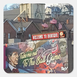 Välkommen till Dubuque, Iowa-signalen med amerikan Fyrkantigt Klistermärke