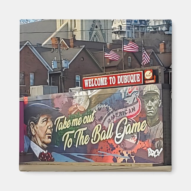 Välkommen till Dubuque, Iowa-signalen med amerikan Magnet (Framsidan)