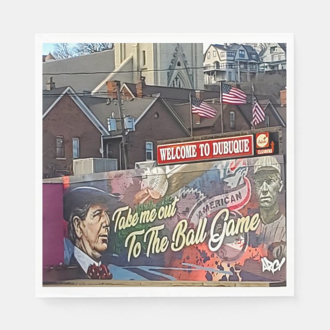 Välkommen till Dubuque, Iowa-signalen med amerikan Pappersservett (Framsidan)