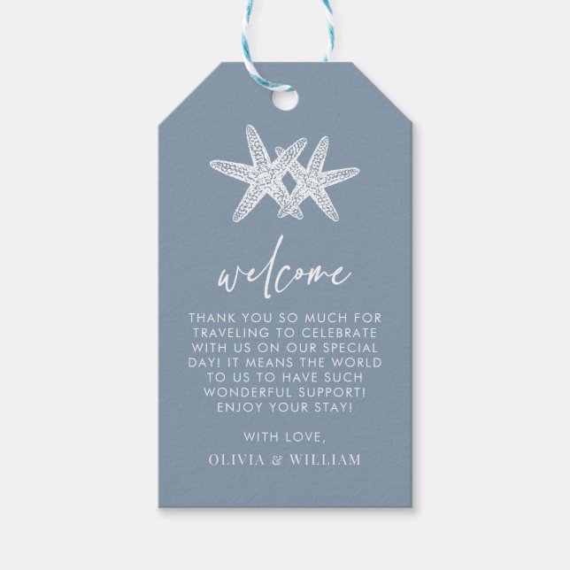 Välkommen till Dusty Blue Starfish Beach Elegant b Presentetikett (Framsidan)