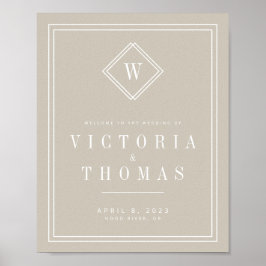 Välkommen till elegant Beige/White Minimalist Bröl Poster