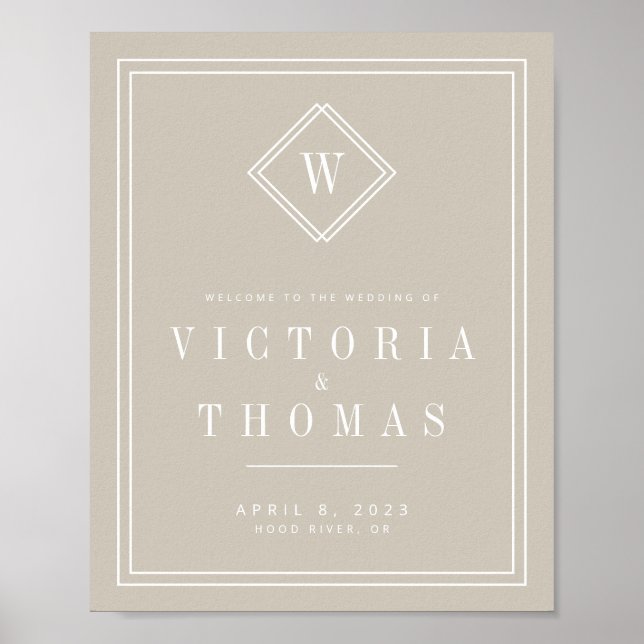 Välkommen till elegant Beige/White Minimalist Bröl Poster (Framsidan)
