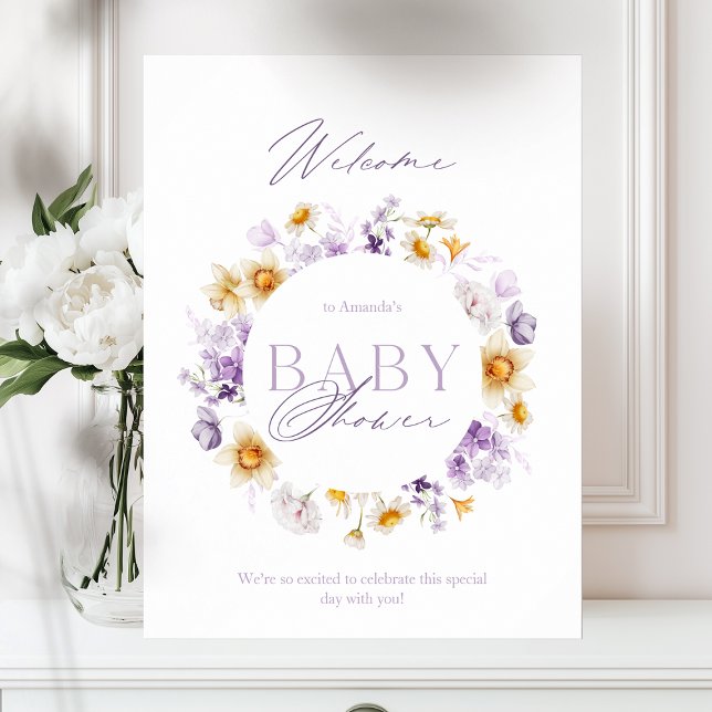 Välkommen till elegant Blommigt Baby Shower Poster (Skapare uppladdad)