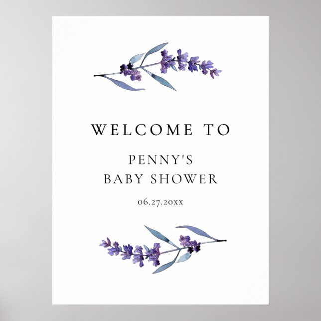 Välkommen till elegant Blommigt Lavender Baby Show Poster (Framsidan)