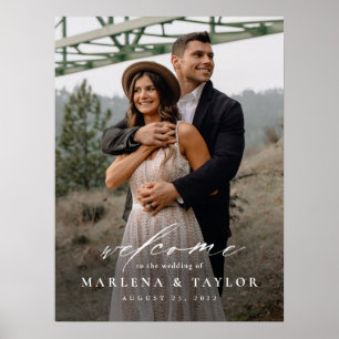 Välkommen till elegant Calligraphy Photo Bröllop Poster
