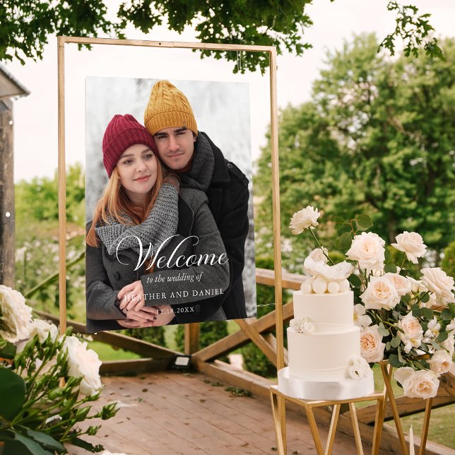 Välkommen till elegant Calligraphy Photo Bröllop Poster (Skapare uppladdad)