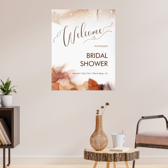 Välkommen till elegant Dreamy Orange Bläck Möhippa Poster (Vardagsrum 3)