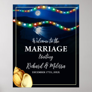 Välkommen till elegant Moonlit Beach Wedding Poster