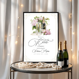 Välkommen till elegant Pearls och Prosecco Möhippa Poster