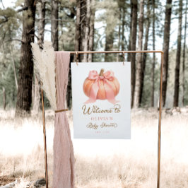 Välkommen till elegant Pumpkin Rosa Bow Baby Showe Poster