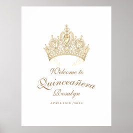Välkommen till elegant Quinceañera Script Guld Kro Poster