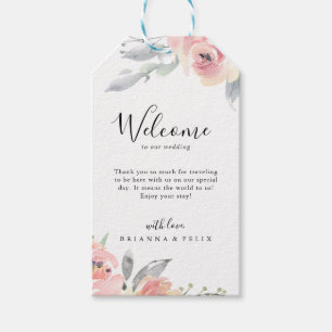 Välkommen till elegant Rosa  Blommigt Bröllop Välk Presentetikett
