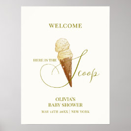 Välkommen till elegant Scoop Ice Cream Baby Shower Poster