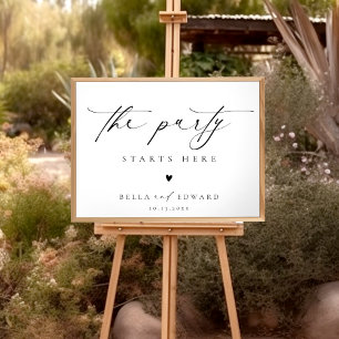 Välkommen till elegant Script Black White Bröllop Poster