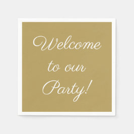 Välkommen till Eleganten Party i Text Guld Pappersservett