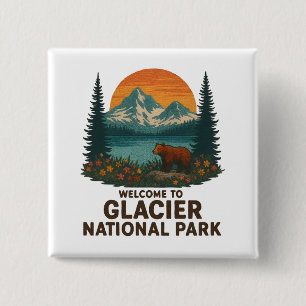 Välkommen till Embroidery Glacier National USA Par Knapp