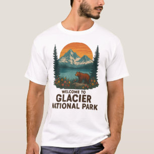 Välkommen till Embroidery Glacier National USA Par T Shirt