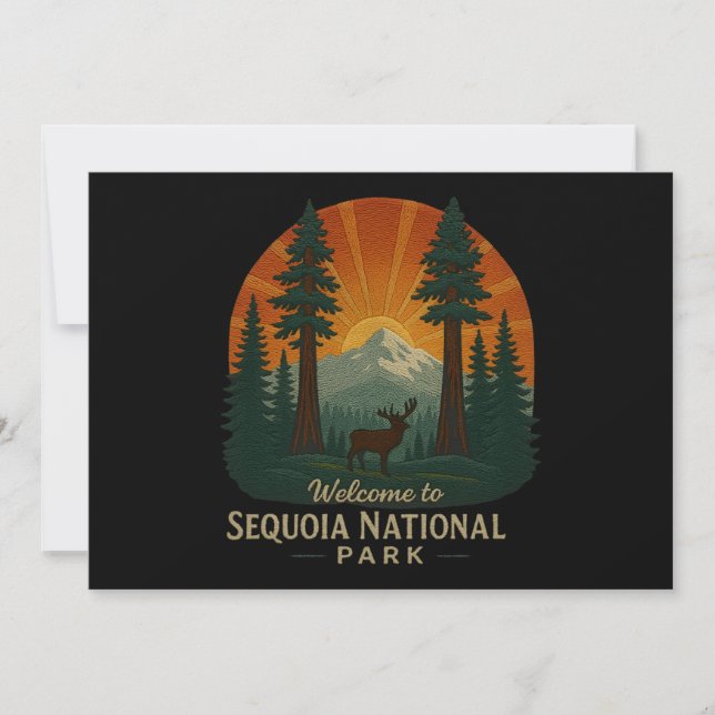 Välkommen till Embroidery Sequoia National USA Par Inbjudningar (Framsida)