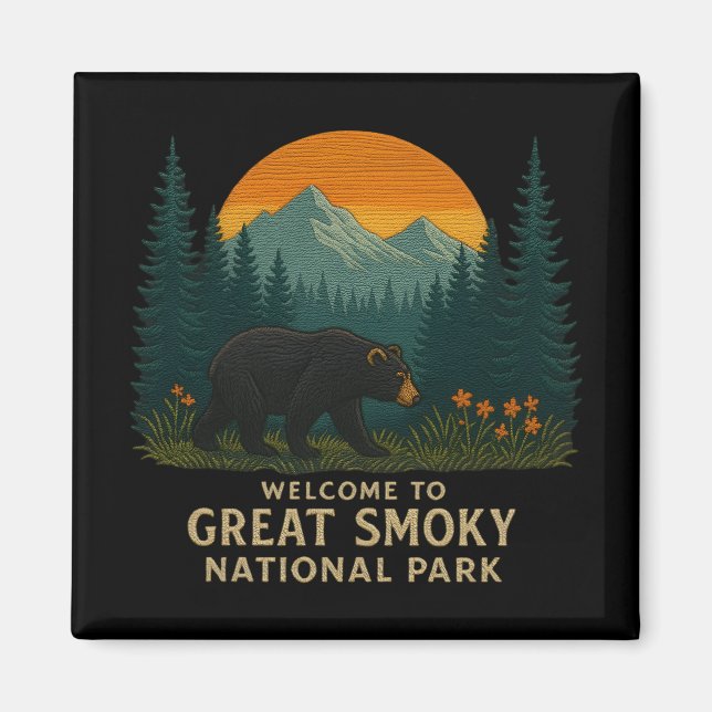 Välkommen till Embroidery Underbar Smoky Mountains Magnet (Framsidan)