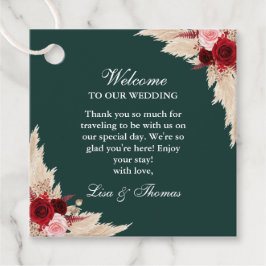 Välkommen till Emerald Grönt Burgundy Ro Bröllop Gåvor Etiketter