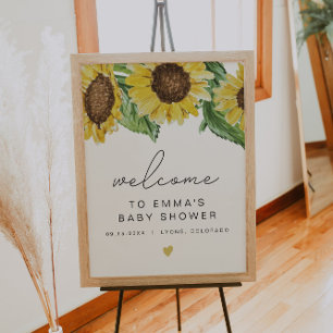 Välkommen till EMMA Rustic SunblommBaby Shower Poster