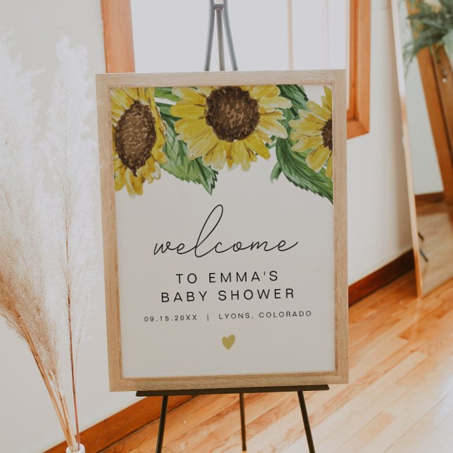 Välkommen till EMMA Rustic SunblommBaby Shower Poster (Skapare uppladdad)