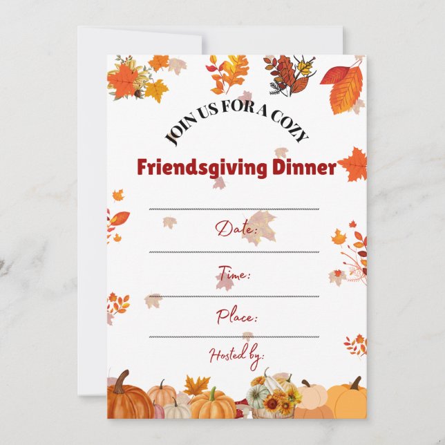 Välkommen till en mysig höst Friendsgiving middag Inbjudningar (Framsida)