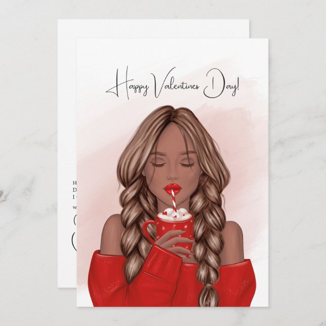 Välkommen till en mysig varm choklad Alla hjärtans Julkort (Fram/baksida)