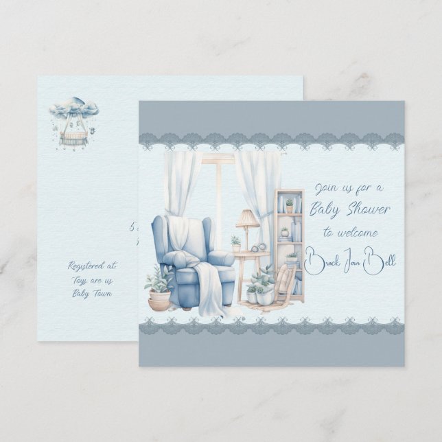 Välkommen till en Pojke-dusch Inbjudningar (Fram/baksida)