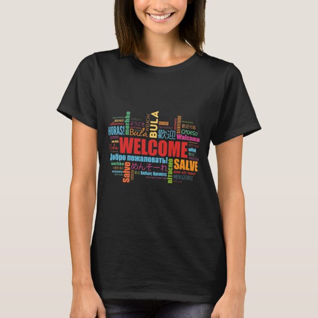 Välkommen till ett annat språk t shirt (Framsida)