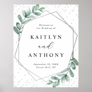 Välkommen till Eucalyptus Geometric Silver Foil Br Poster