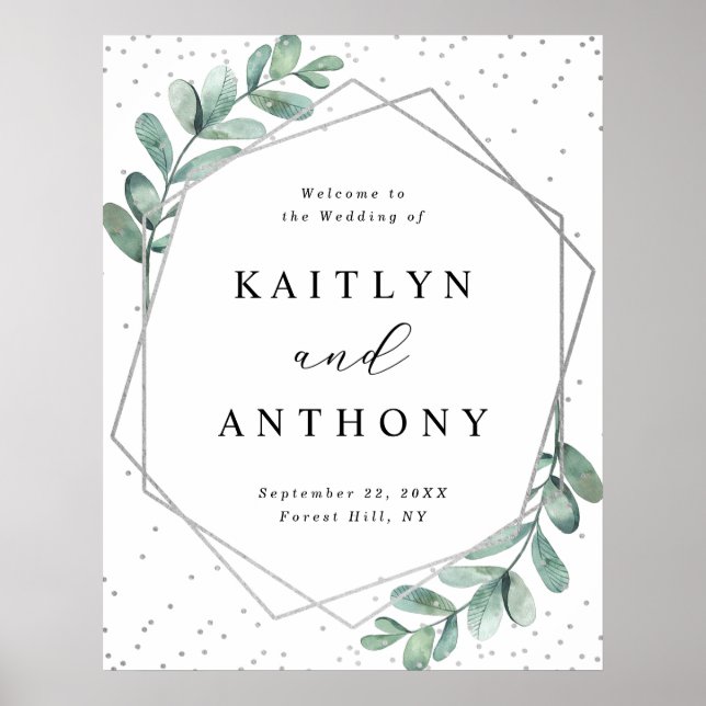 Välkommen till Eucalyptus Geometric Silver Foil Br Poster (Framsidan)
