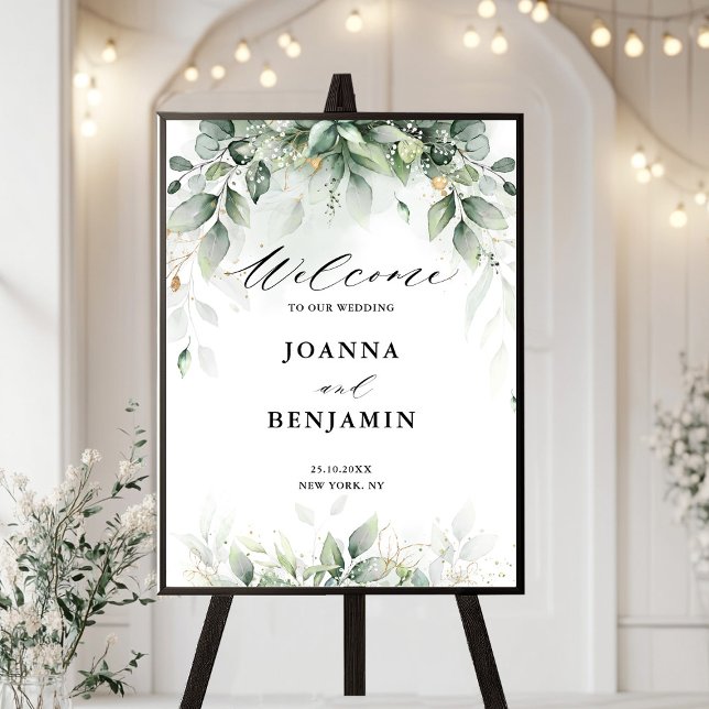 Välkommen till Eucalyptus Greenery Gum Botanical B Poster (Eucalyptus Greenery Gum Botanical Wedding Welcome Poster)