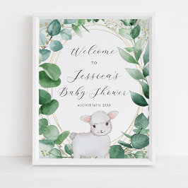 Välkommen till Eucalyptus Greenery Lamb Baby Showe Poster