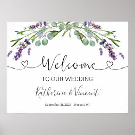 Välkommen till Eucalyptus Lavender Flowers Bröllop Poster
