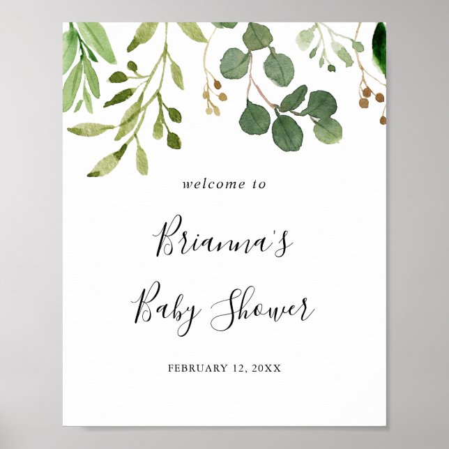 Välkommen till Eucalyptus Simple Brown Blommigt Ba Poster (Framsidan)