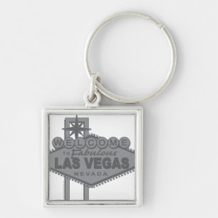 Välkommen till Fabulous Las Vegas Fyrkantig Silverfärgad Nyckelring