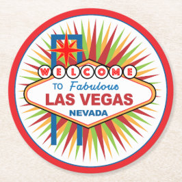 Välkommen till Fabulous Las Vegas Nevada Underlägg Papper Rund