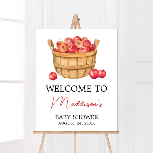 Välkommen till Fall Apple Basket Baby Shower Poster (Fall Apple Baby Shower Welcome Sign)