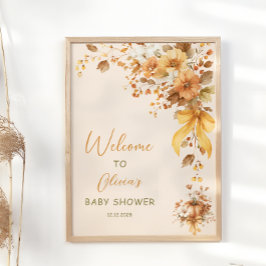 Välkommen till Fall Blommigt Boho Baby Shower Poster