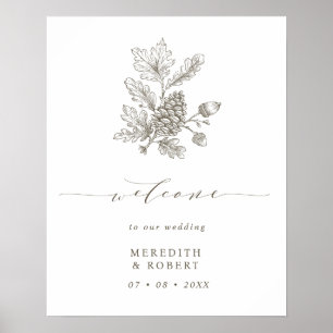 Välkommen till Fall Wedding Acorn och Pinecone Gre Poster