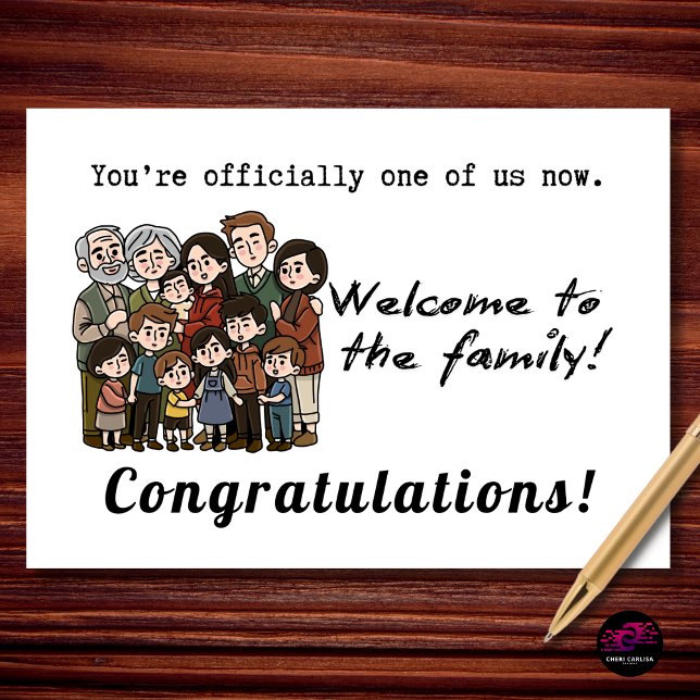 Välkommen till familjen Grattis på förlovningen Kort (Welcome to the family! Celebrate the moment someone officially joins the crew.)