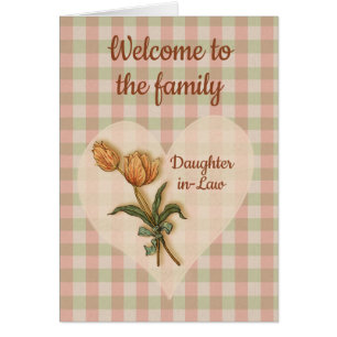Välkommen till familjen Tulips Land Gingham Hälsningskort