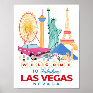 Välkommen till fantastiska Las Vegas-plakat Poster