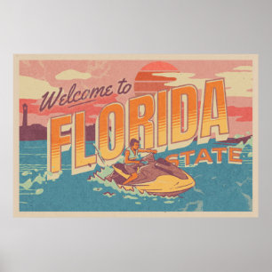 Välkommen till fickkortet för florida-vintage poster