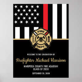 Välkommen till Firefighter Studenten Red Flagga Fi Poster